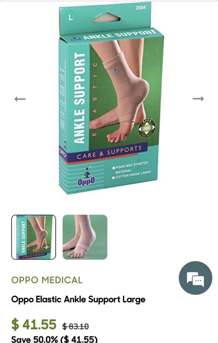 OPPO Model 2004 4-way Stretch Elastic Ankle Support, Unisex Size Large