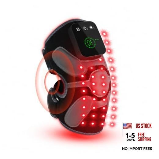 Red Light Therapy Knee Massager 660nm & 850nm, Heated Vibration Knee Brace Grey