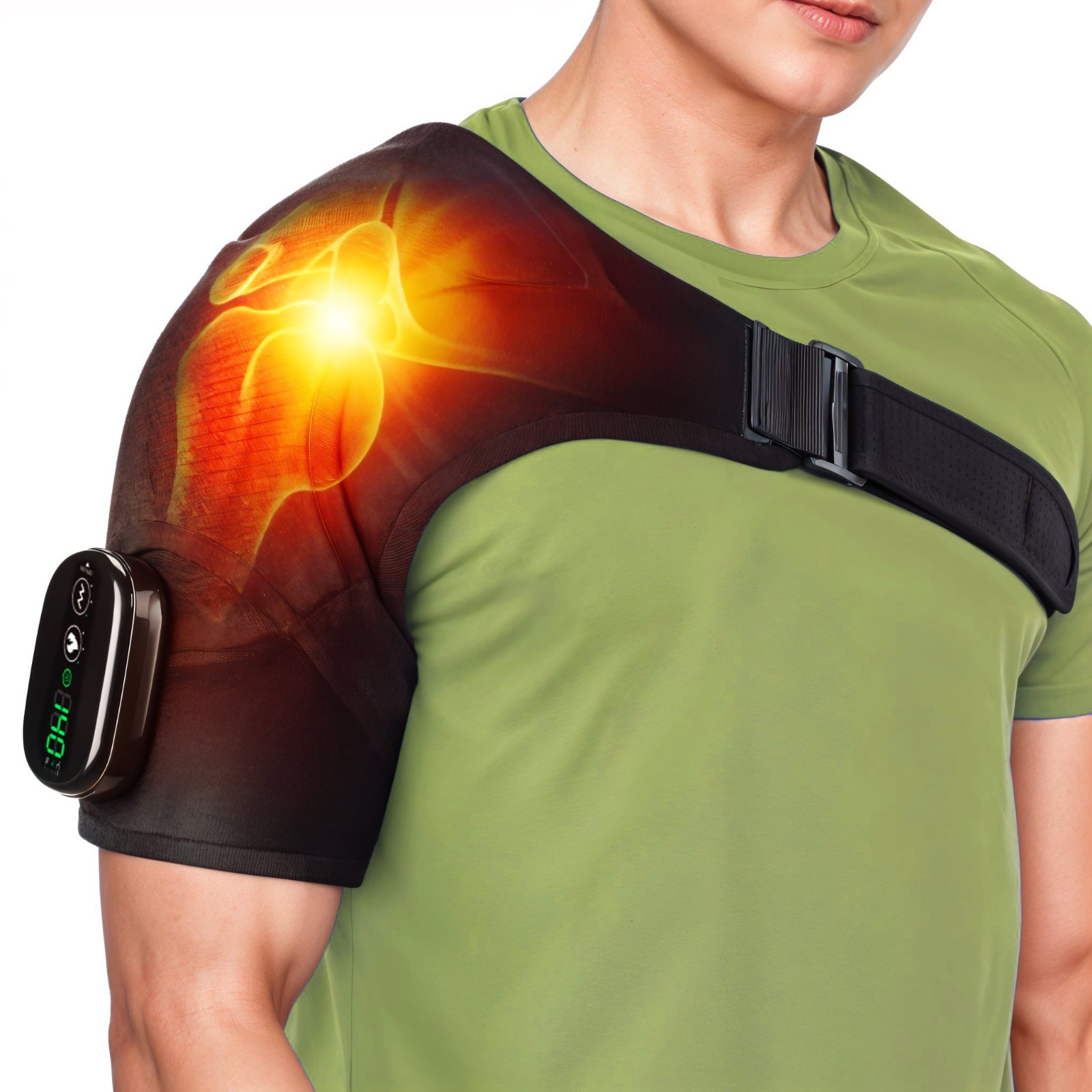 Shoulder Heating Pad Massage – 3 in 1 Cordless Electric Vibration Heated Brace