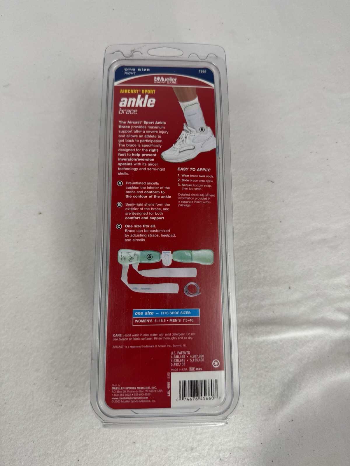 Mueller One Size Right Aircast Sport Ankle Brace WOMEN’S 6-16.5 • MEN’S 7.5-18