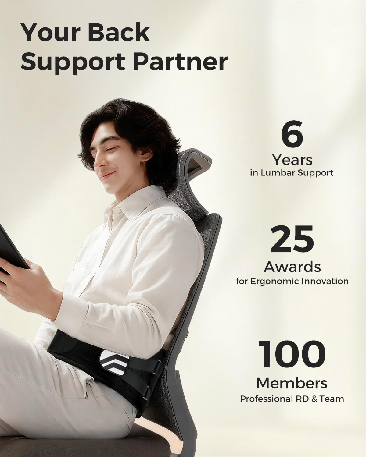 Ergonomic Breathable Back Support Brace for Men & Women – Lower Back Pain Relief