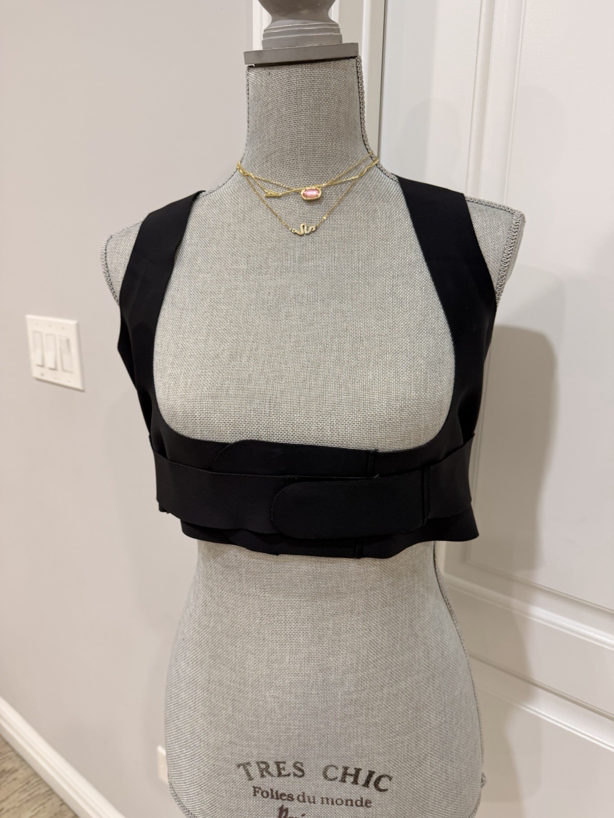 Black Adjustable Back Brace Posture Support Synthetic 2XL Adult Unisex