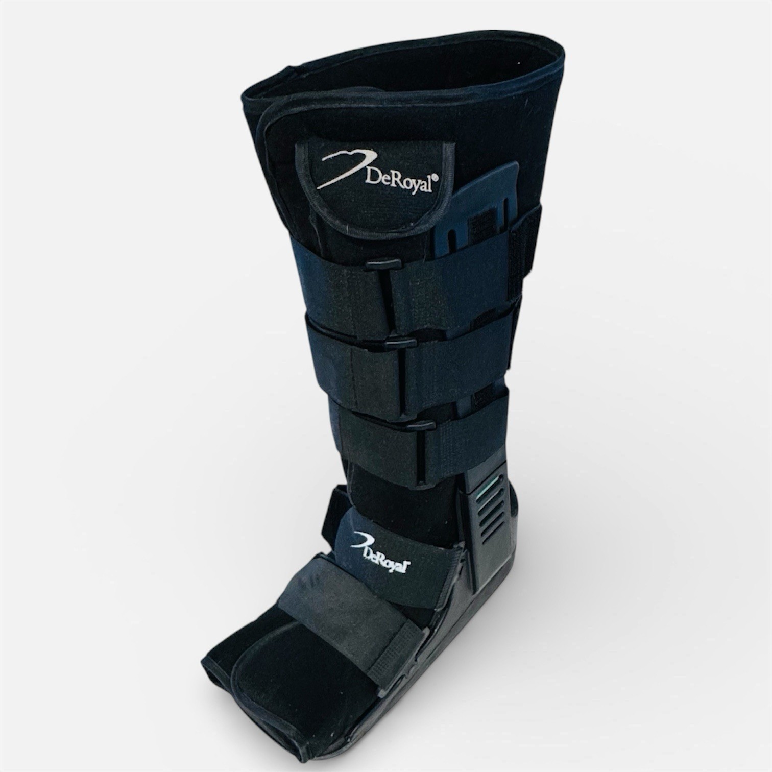 DeRoyal Full Shell Walking Boot Black Size Med Pre Owned EUC w Pump Accessory