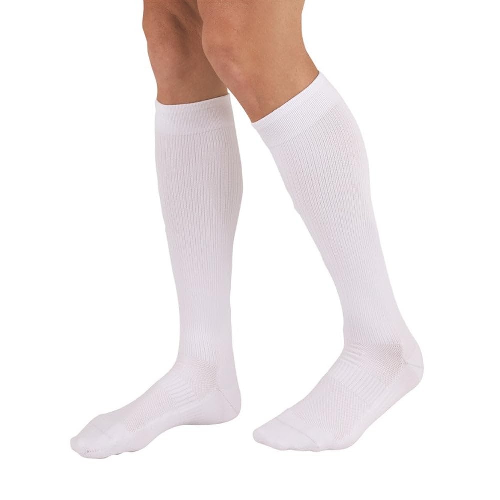 Duomed Relax 15-20 mmHg Calf High Compression Socks-Medium-White-Closed Toe