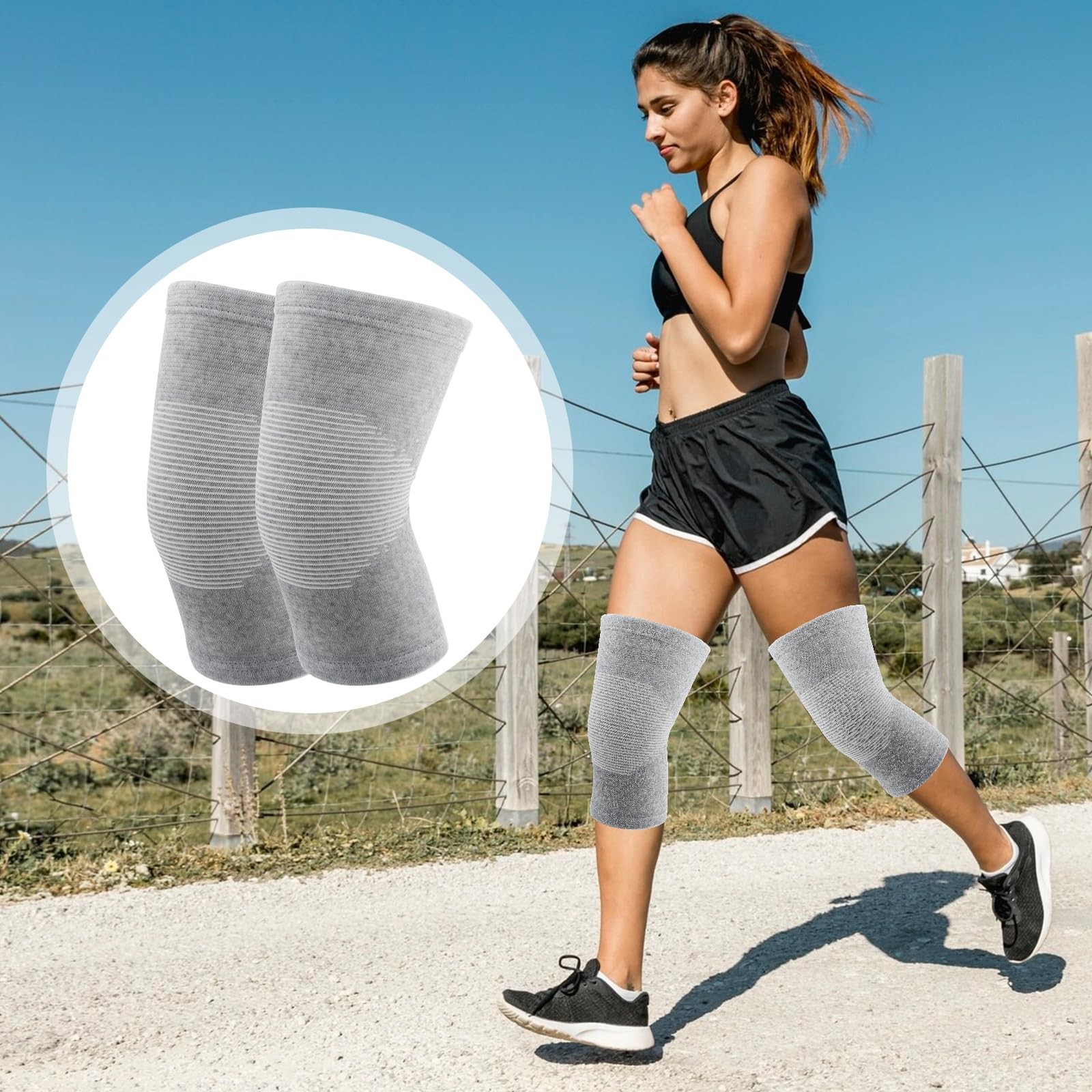 Bamboo Knee Sleeve Elastic Compression Knee Brace Warm Breathable Pads Xl