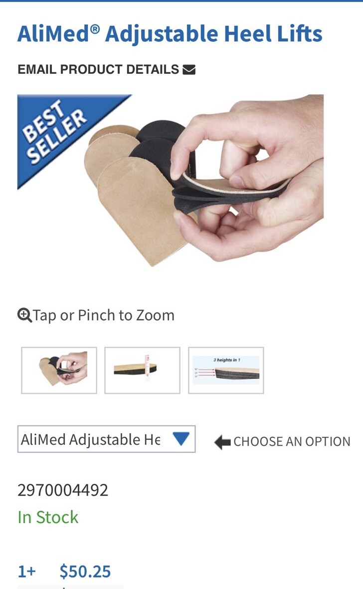 AliMed Adjustable Heel Lifts 29700 64444 MEDIUM New Unopened Box of 6 $50 retail