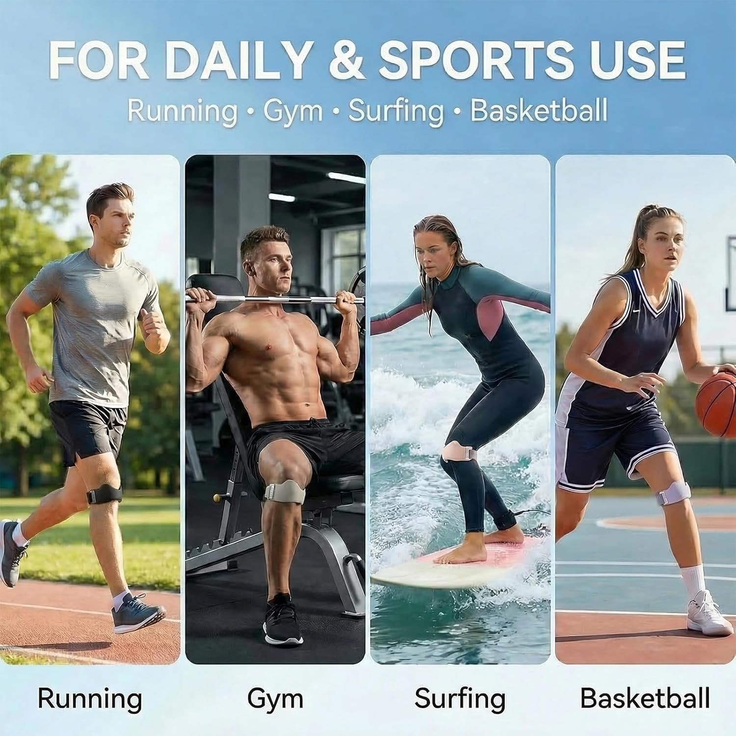 Lightweight Silicone Knee Strap – Non-Slip Support for Jumper’s Knee, 2 Count