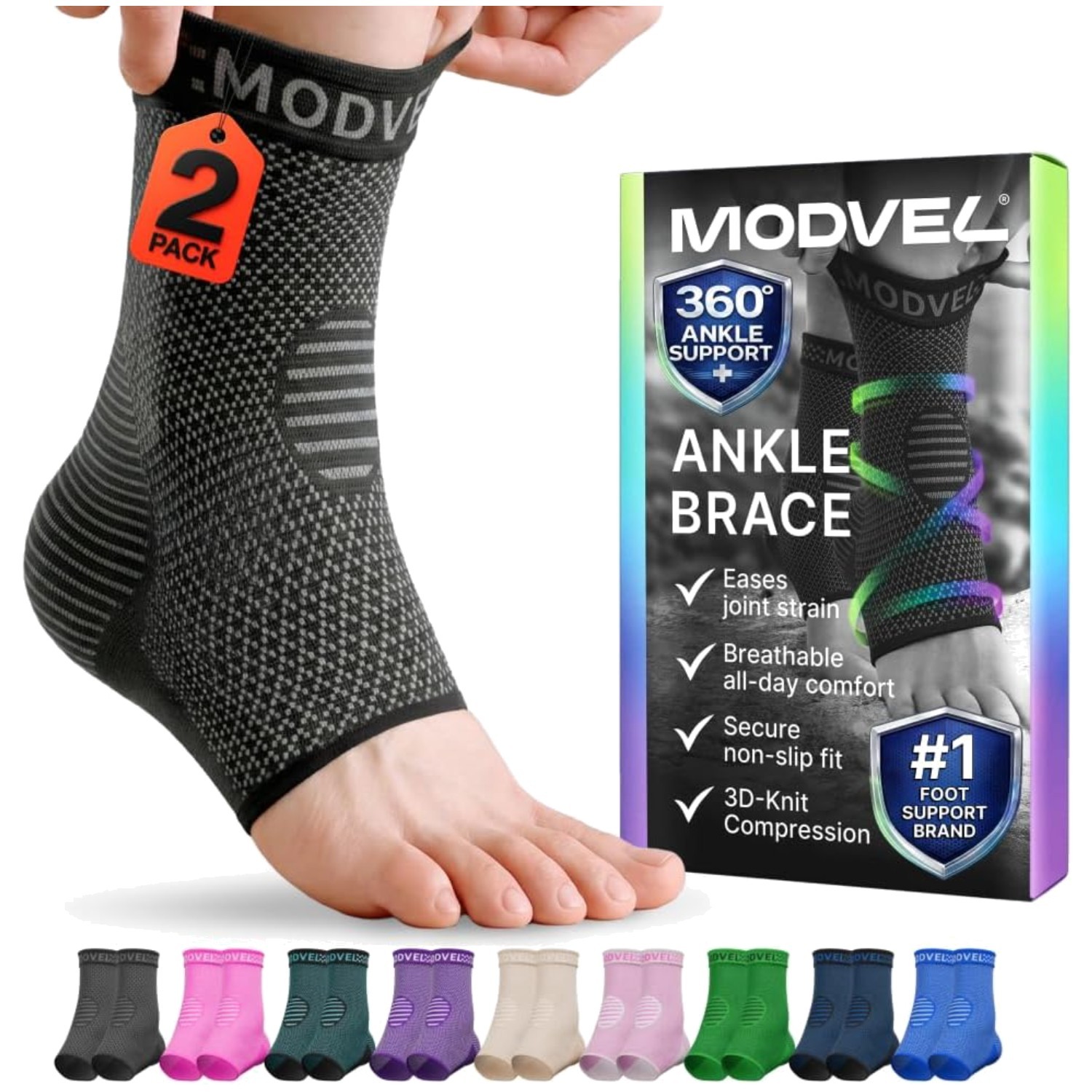 Foot Brace Socks for Compression & Stability – 2 Count