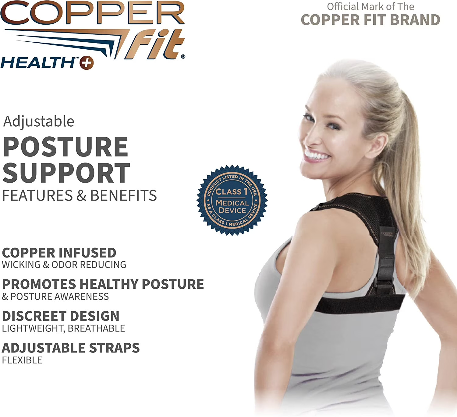 ® Health plus Posture Corrector Brace, Reduce Neck, Back and Shoulder Pain,