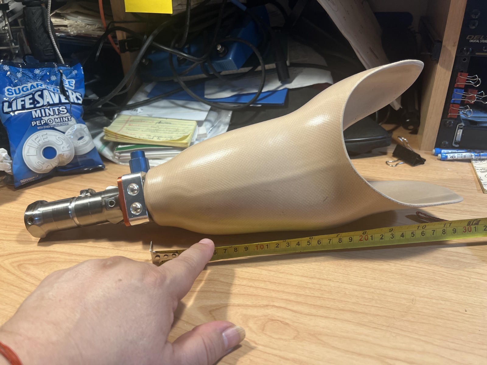 Prosthetic Socket with components. Right leg. Below Knee (BK). USED