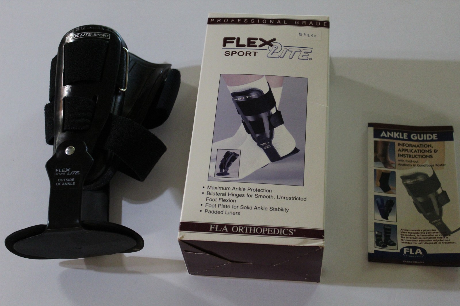 FLA FlexLite Hinged Ankle Brace-Black-Large-NEW-40-800