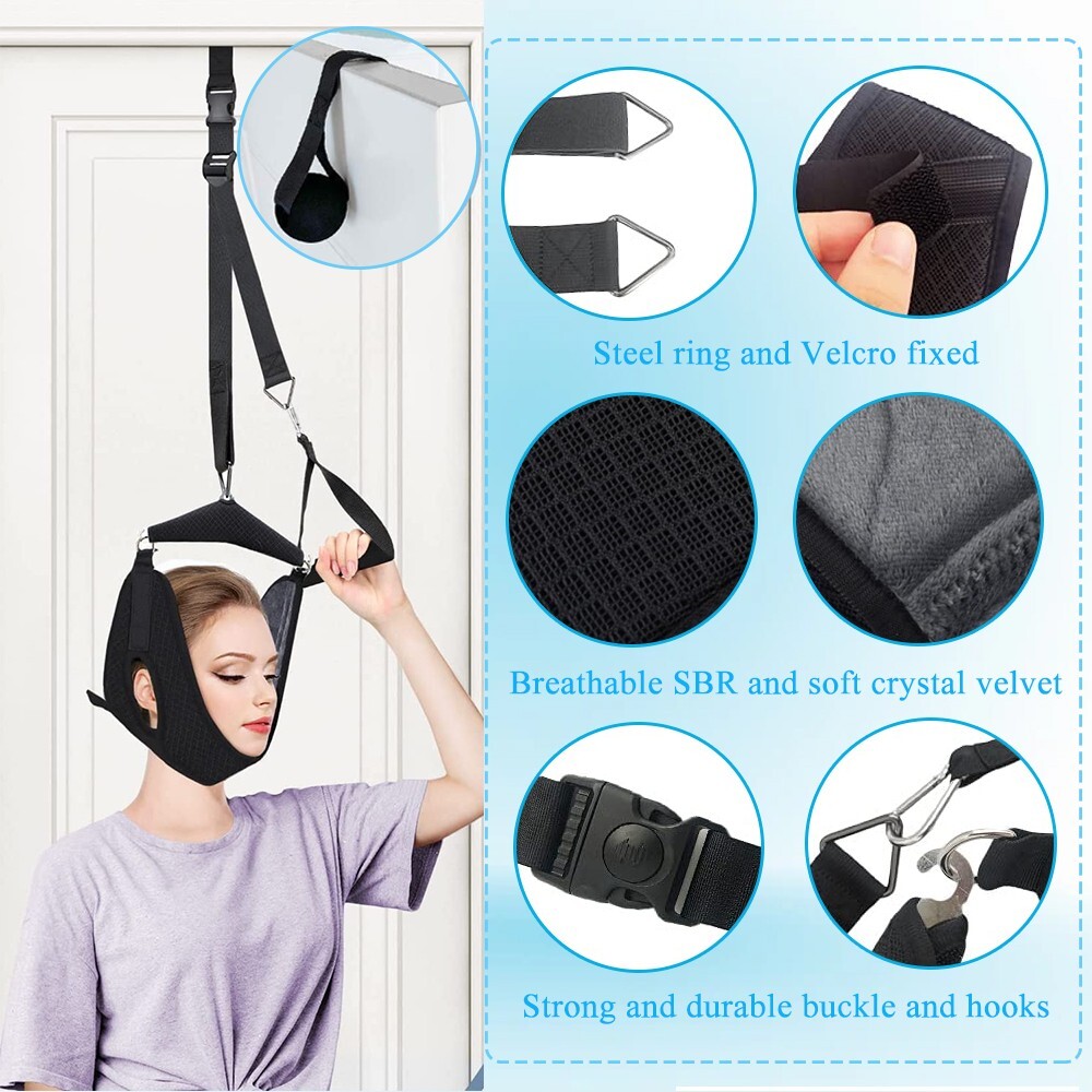 US Neck Traction Stretcher Cervical Head Brace Pain Relief Device Home Over Door
