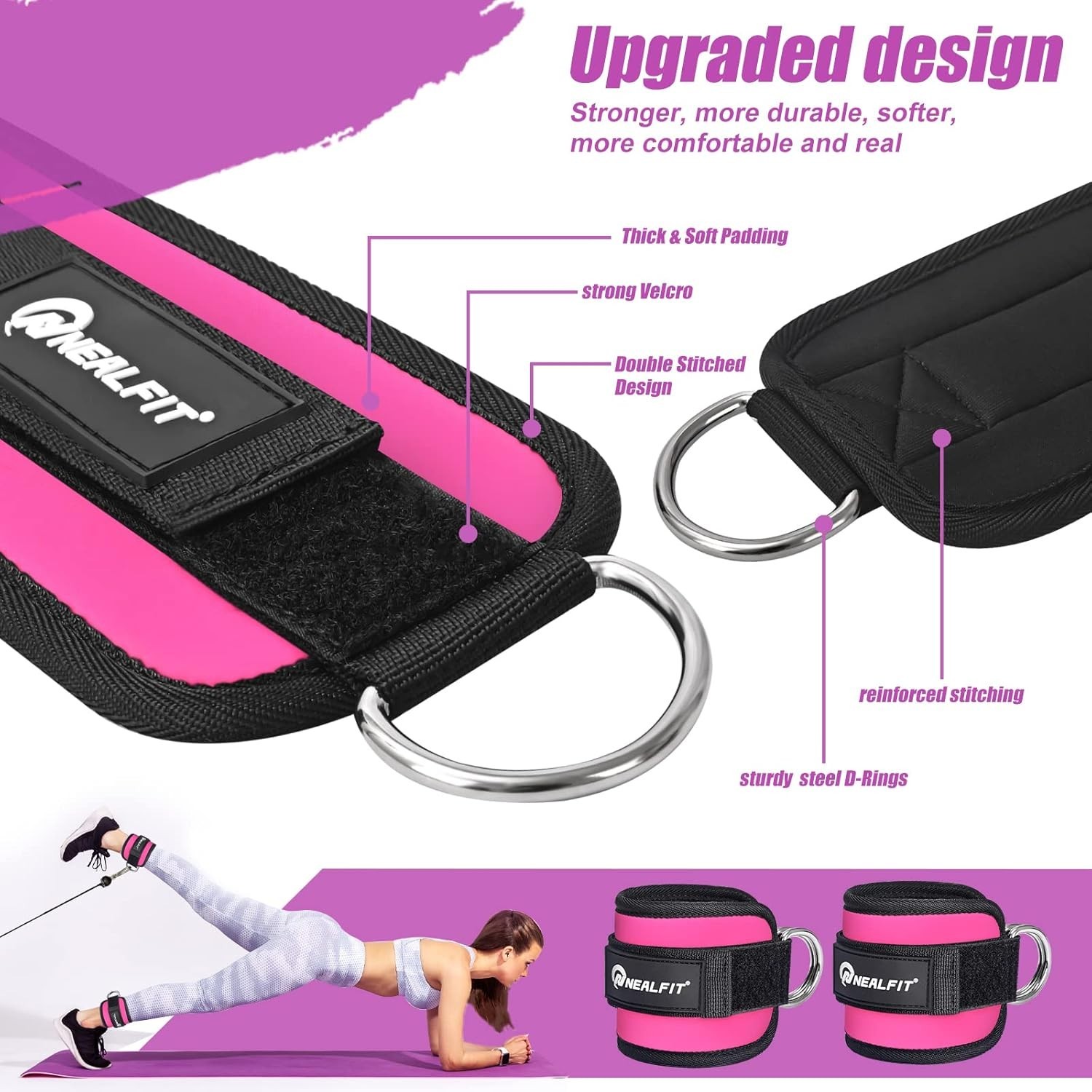 Ankle Strap for Cable Machine, Gym Ankle Cuff for Kickbacks, Leg Extensions, …