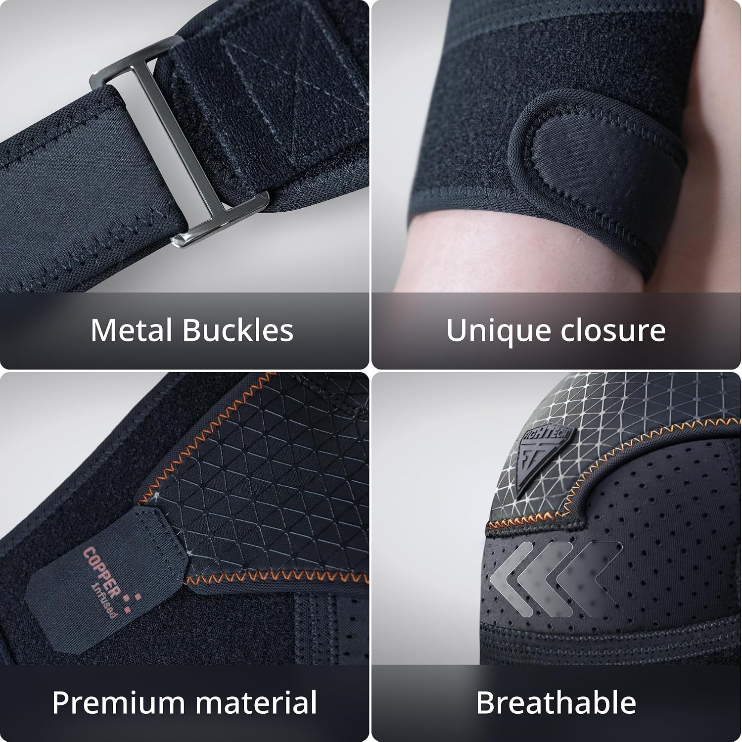 Copper Black Rotator Cuff Shoulder Brace – Adjustable Pain Relief for All Sizes