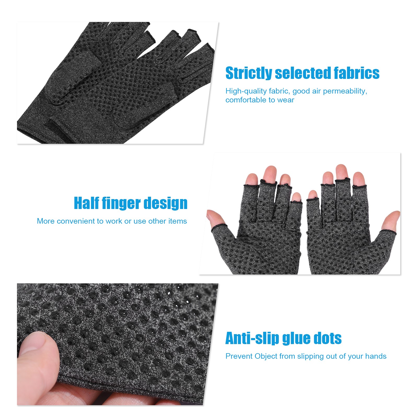 Compression Gloves Open Finger Arthritis Carpal Tunnel Hand Support Relief NEW
