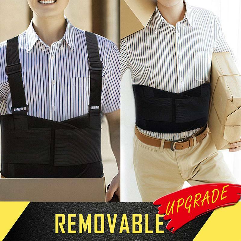 Heavy Duty Lift Lumbar Lower Back Waist Support Belt Brace Suspenders