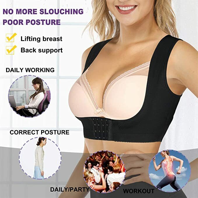 Women Adjustable Shoulder Back Posture Corrector Corset Chest Belt Brace Support