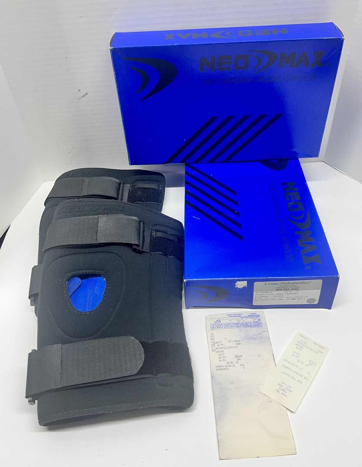 Pair NEO MAX 3 Dimensional Molding Tech Stabilized Knee Support XL BLACK 16-17.5