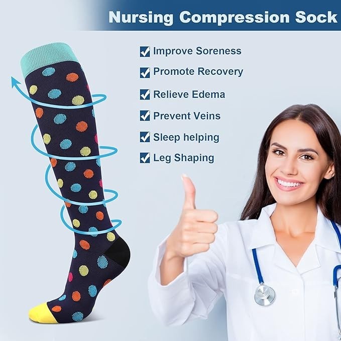 6 pairs Women’s Exercise Compression Socks Support Running Cycling Yoga Foot S/M