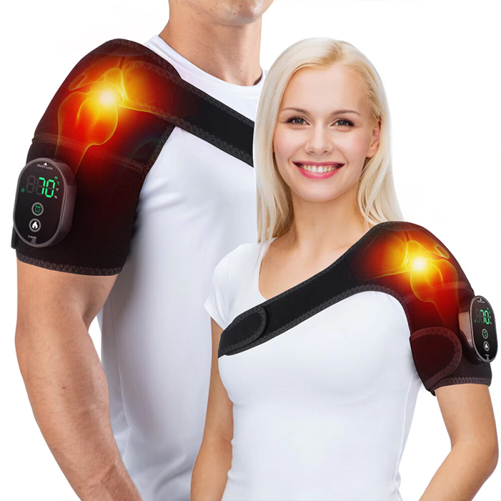 Heated Shoulder Brace Massage Rotator Cuff Support Compression Wrap Rechargeable