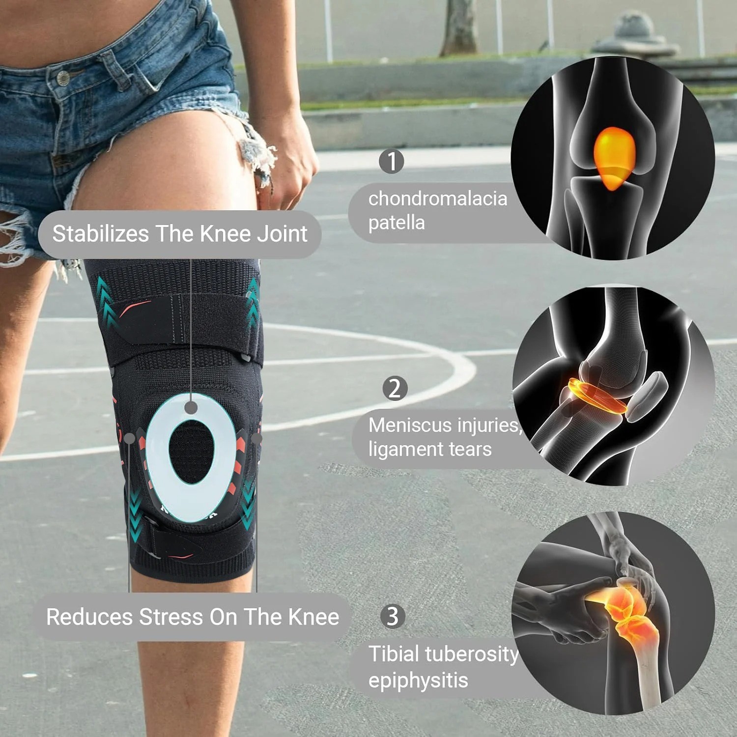Hinged Knee Brace 3D Knit Patella Support Meniscus ACL Pain Relief Men Women
