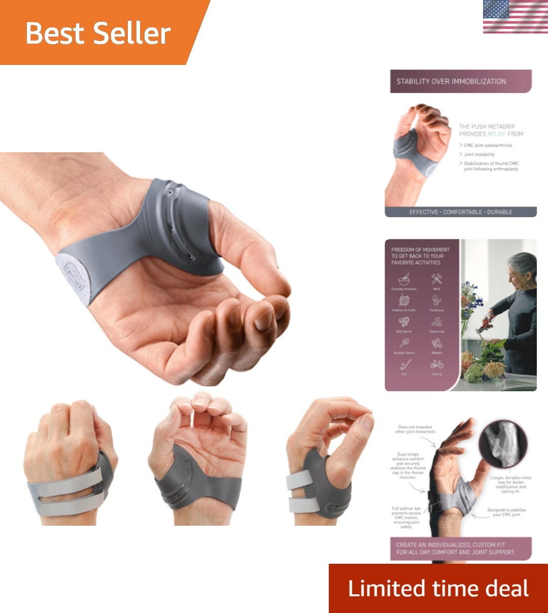 MetaGrip CMC Thumb Brace for Arthritis Pain Relief | Thumb Stabilizer & Suppo…