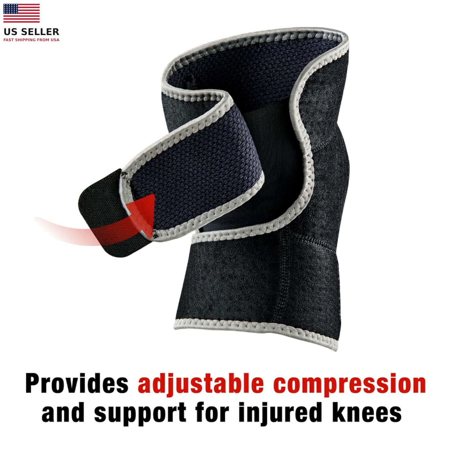 Brand Adjustable Compression Knee Support, Moderate Support for Weak, Sore or I