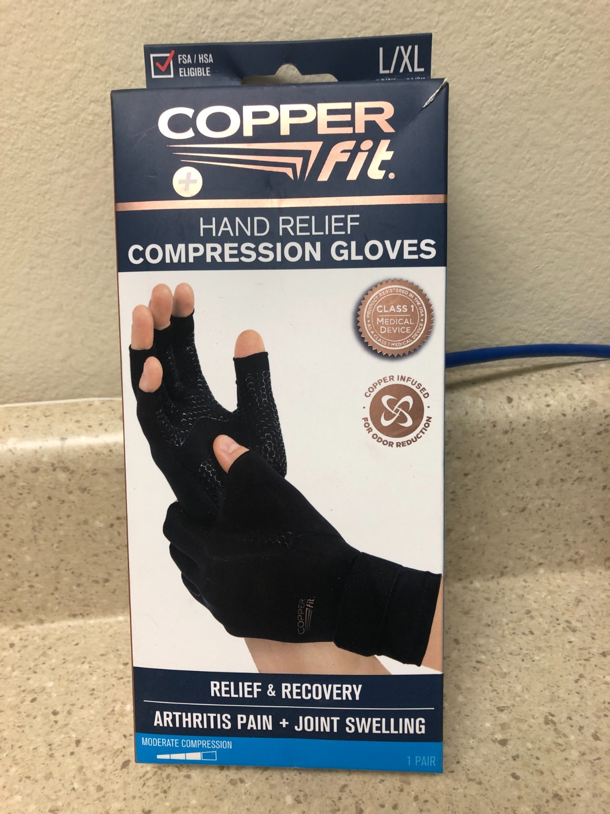Copper Fit Black Compression Gloves 1 pk
