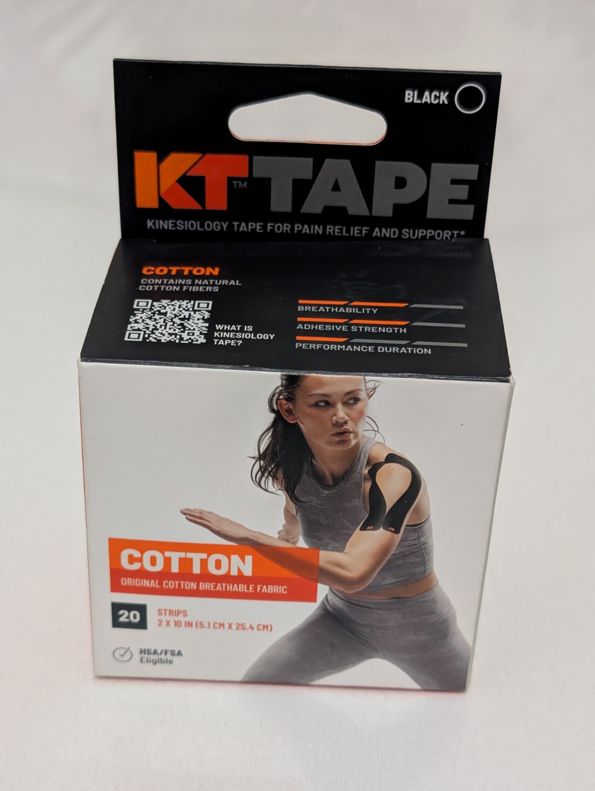 KT Tape Cotton Elastic Kinesiology Athletic Tape 20 Strips Black