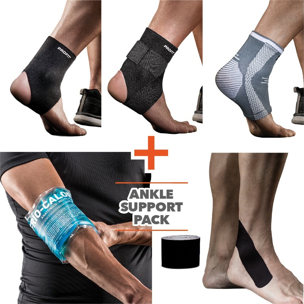 Premium Ankle Support KIT-5 in 1-Includes 3 ankle supports,kinetape,ice compress