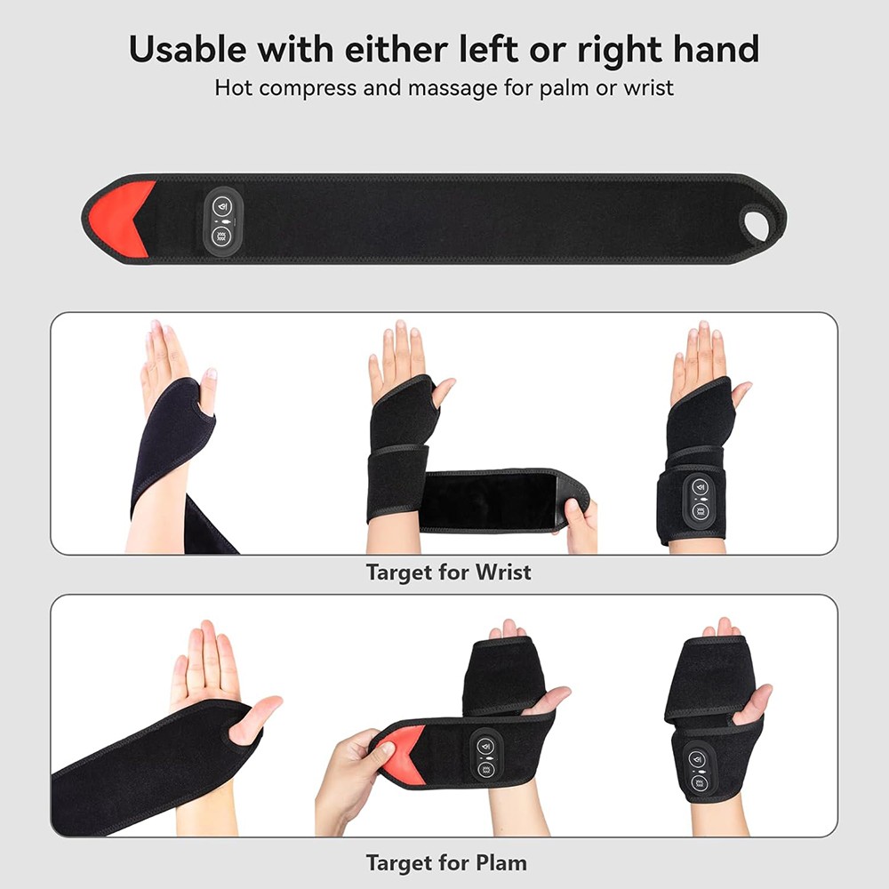Electric Infrared Heated Wrist Wrap Brace Hand Massage Vibration for Pain Relief