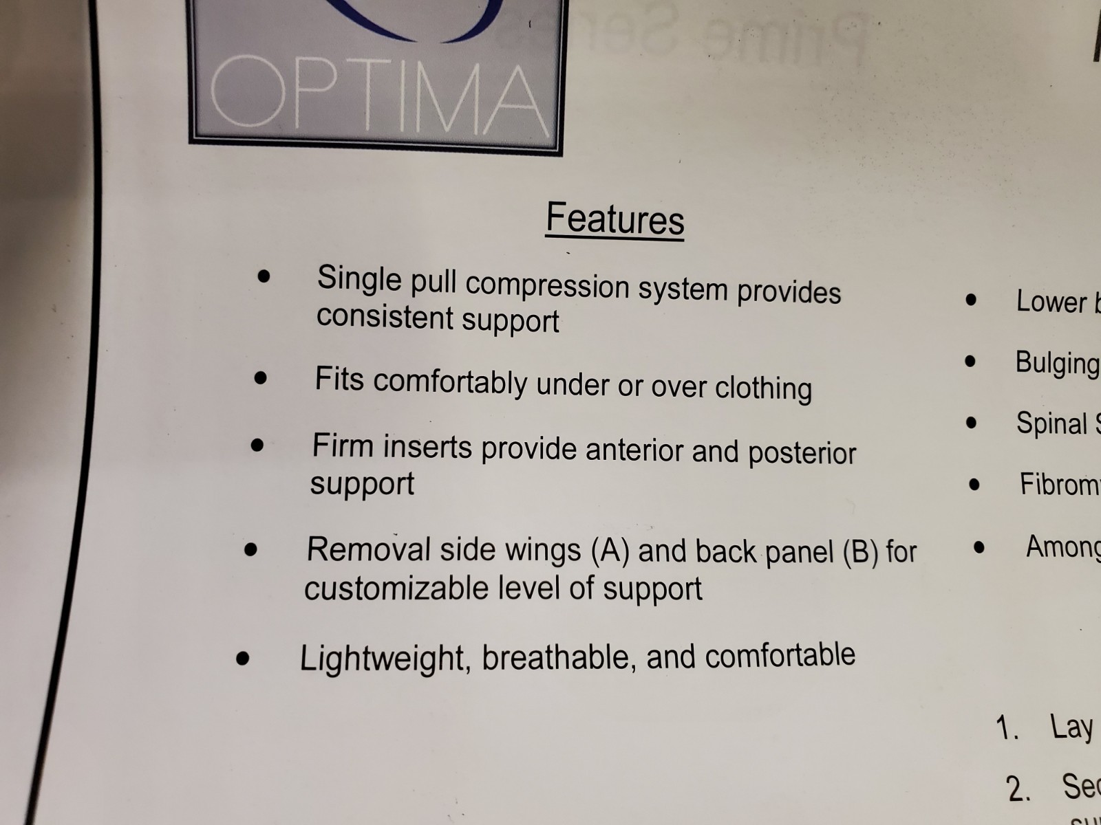 Optima Prime Series Model 106 Back Brace Lumbar Support, Size 3XL (51-56 inches)