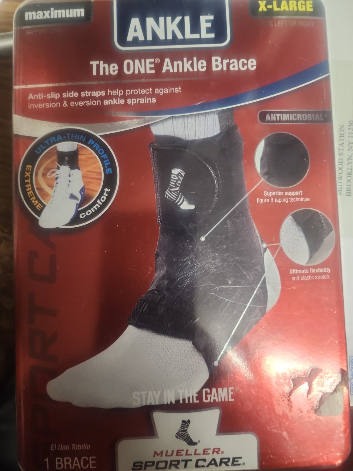 Mueller The One Ankle Brace X LARGE Maximum SUPPORT BLACK Anti Slip Stra