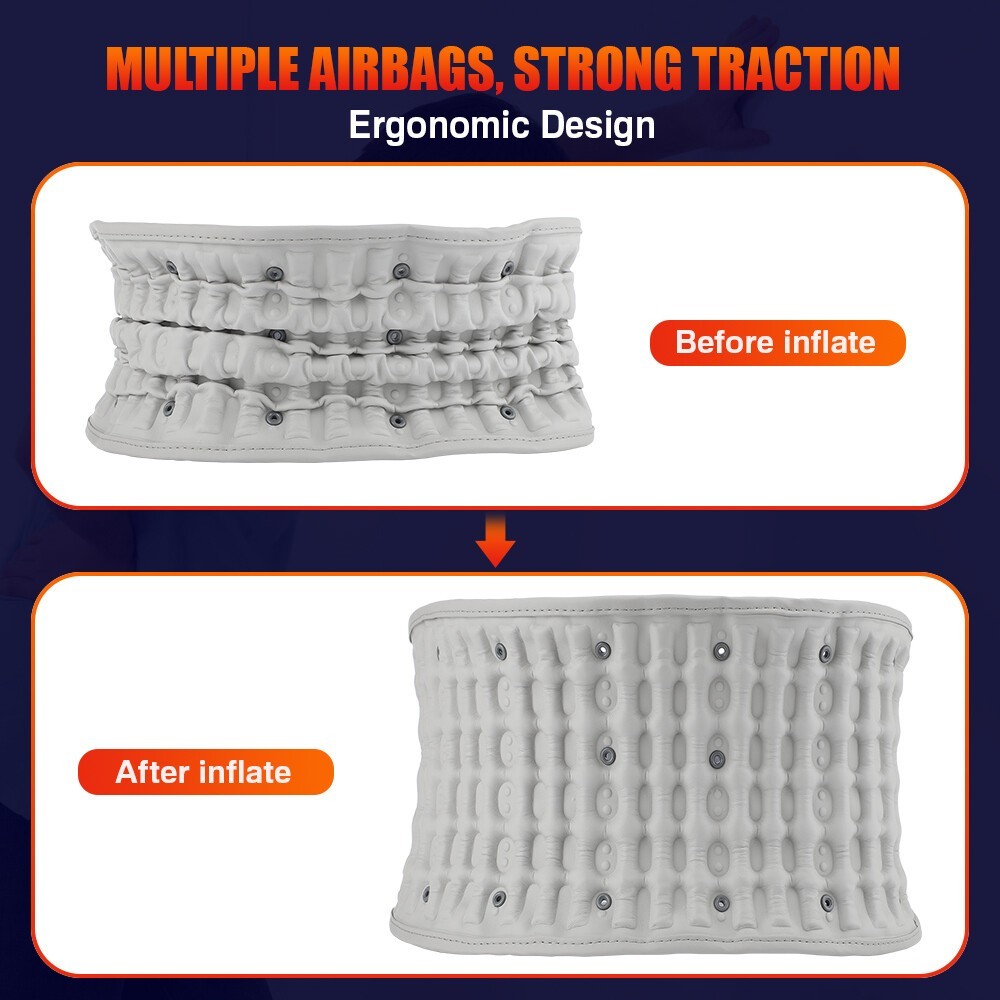 LED Heating Massage Decompression Belt Lumbar Support for Lower Back Pain Relief