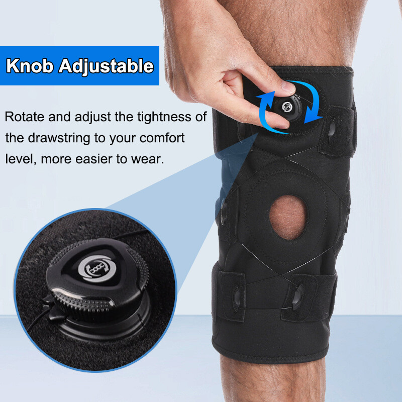 Hinged Knee Brace Joint Support Compression Sleeve Open Patella Stabilizer Wraps