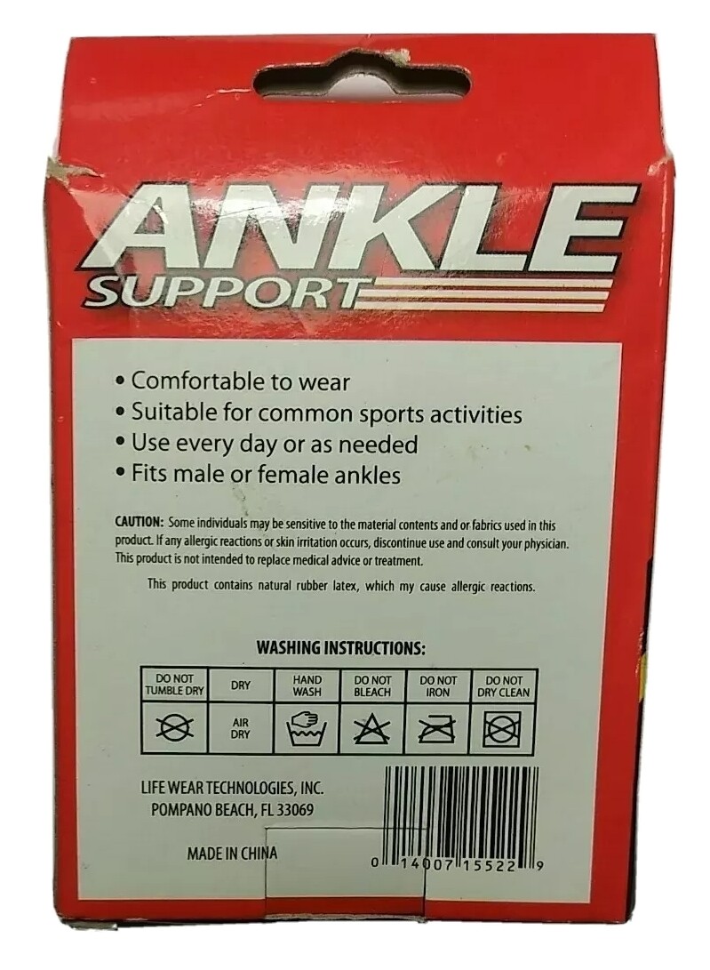 Ankle Support LifeWearTech CONTAINS 1 Pull Over Soft Fabric Open Box Never Worn