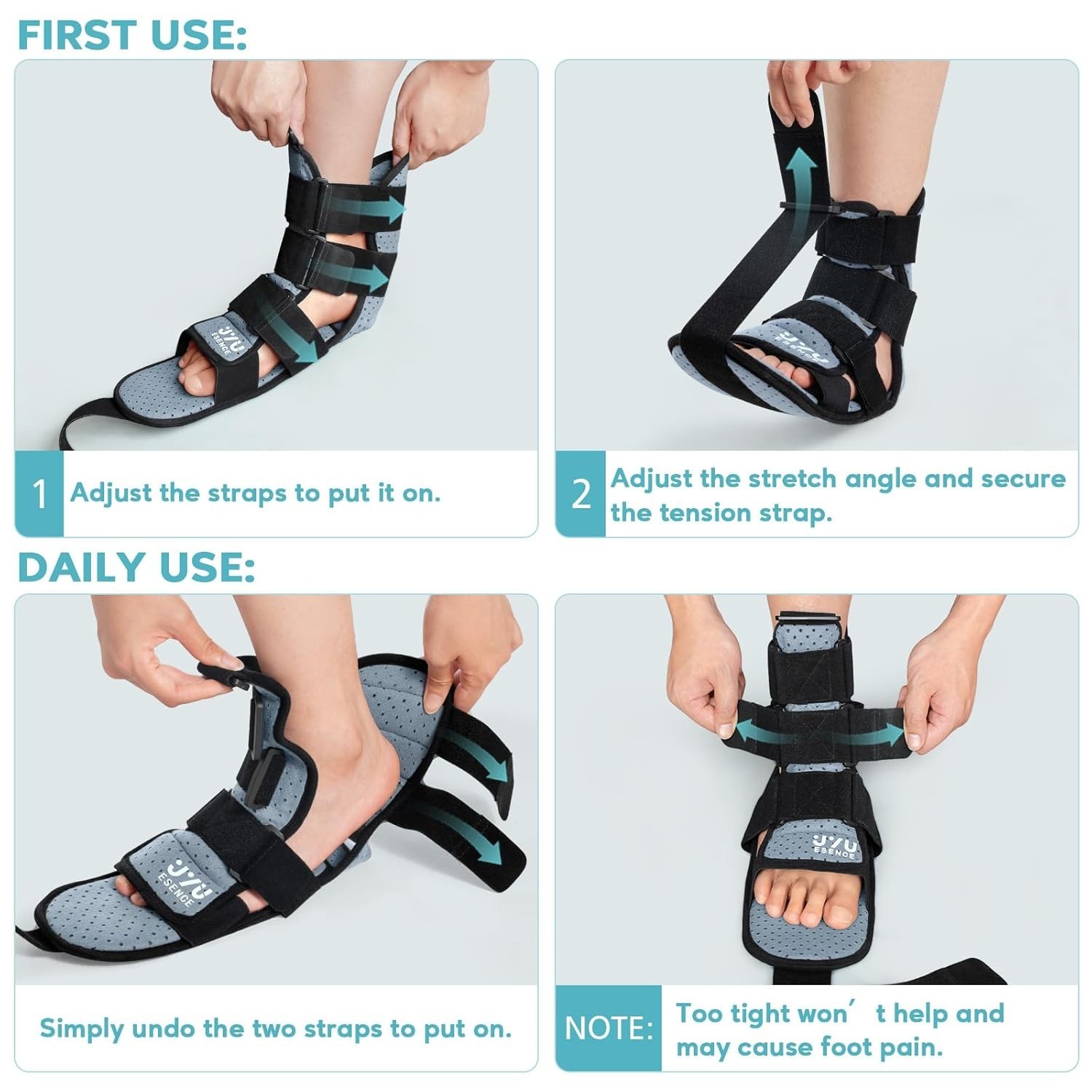 Adjustable Night Splint for Plantar Fasciitis Relief – Unisex Foot Brace, Large