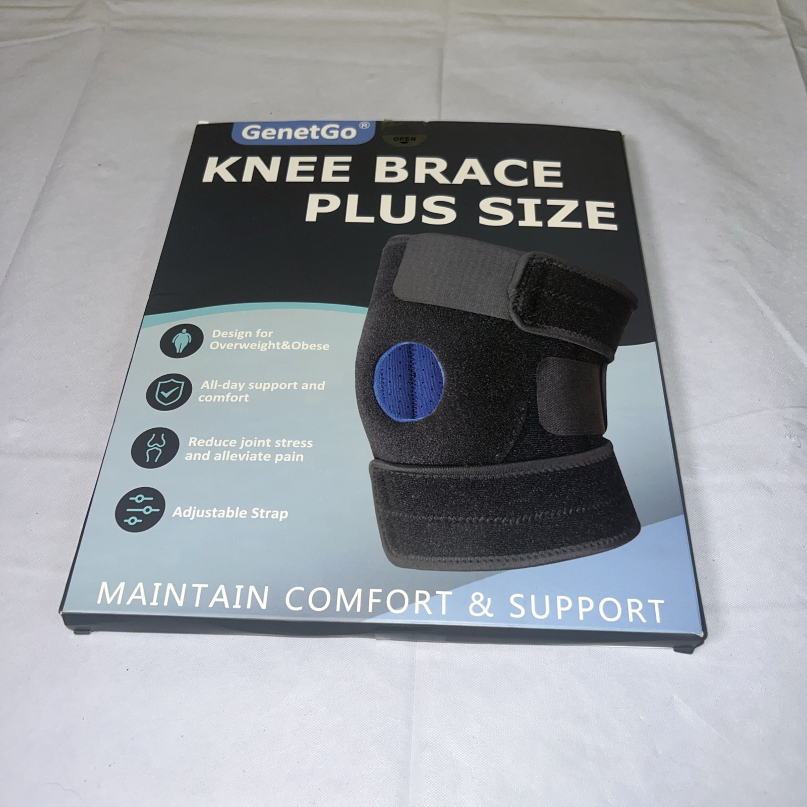 Knee Brace Plus Size 85% Neoprene 15% Nylon Adjustable Strap NIB