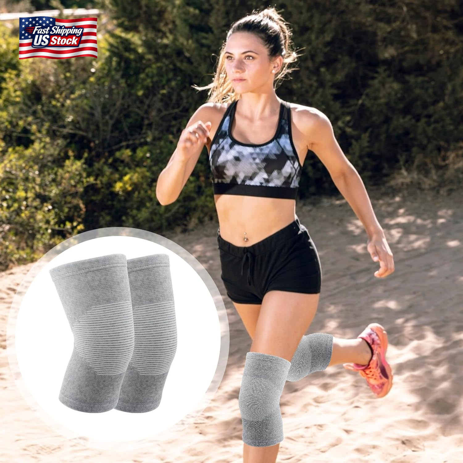 Bamboo Knee Sleeve, Elastic Compression Knee Brace Breathable Knees Pads Leg Sle