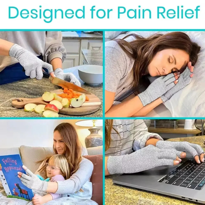 1 Pair Bamboo Gloves Compression Arthritis Glove Wrist Support Joint Pain Relief