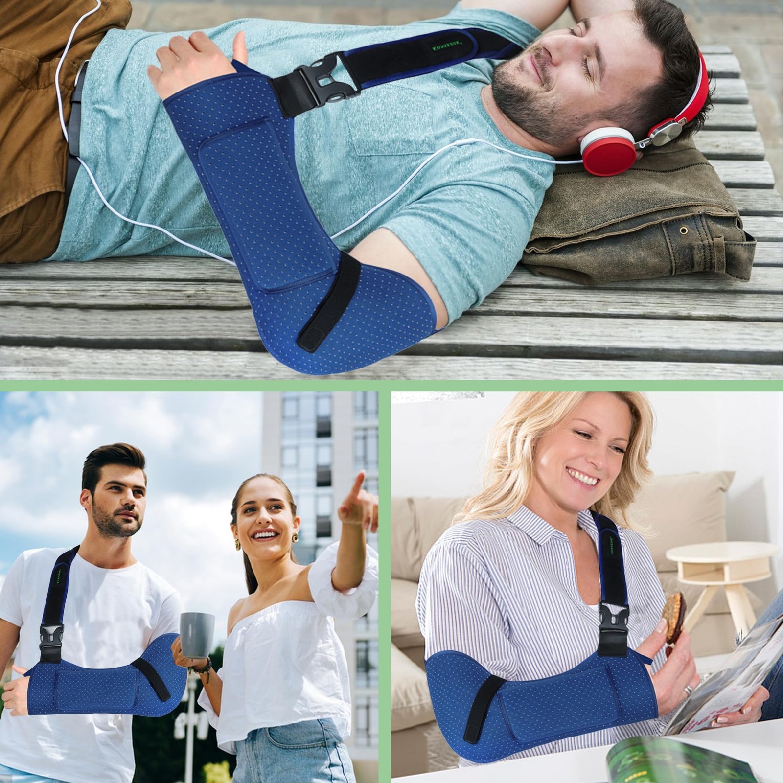 KONSEDIK Arm Sling Shoulder Support,Breathable Padded Brace with Pocket&Thumb…