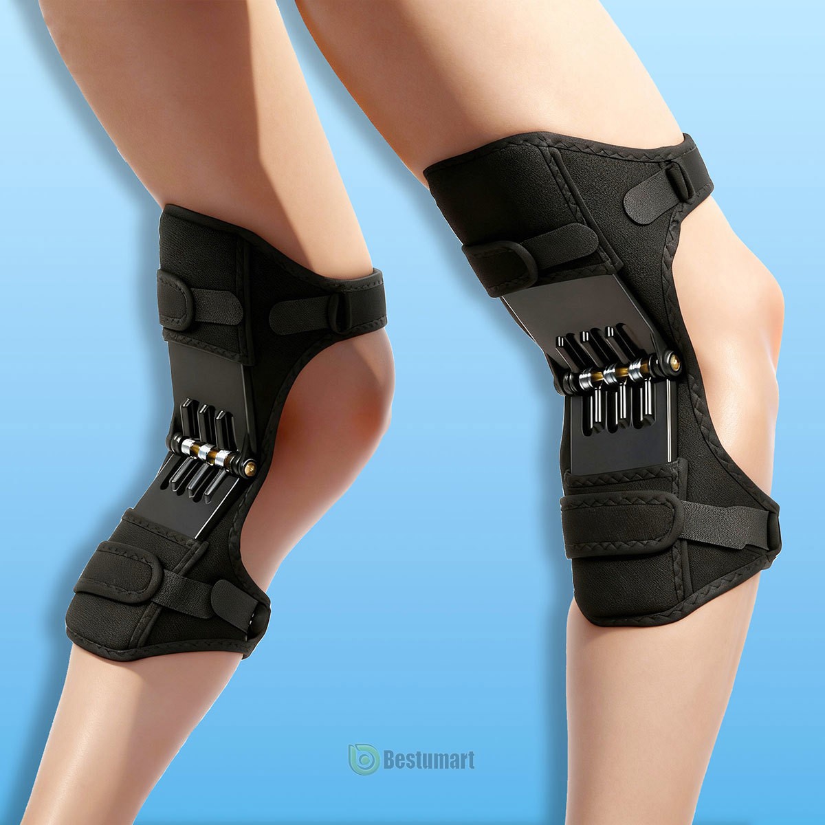 2Pcs Joint Support Brace Knee Pads Booster Lift Squat Sports Power Spring Force