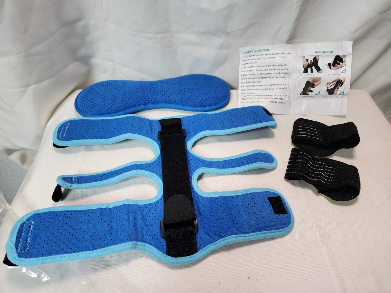 Plantar Fasciitis Night Splint Foot Brace w/ Arch Support Adjustable Straps,Blue