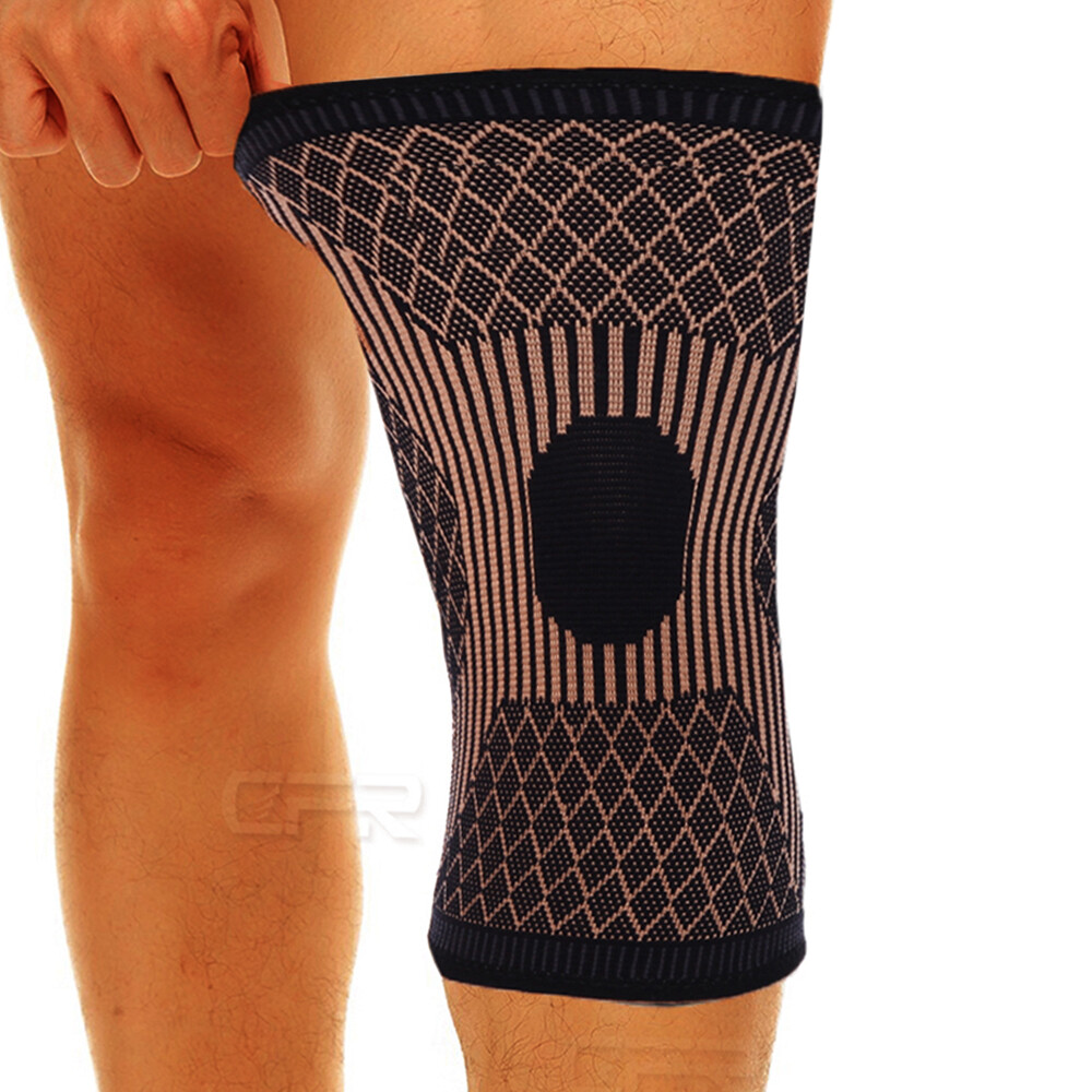 Copper Knee Support Compression Sleeve Brace Sport Patella Joint Pain Arthritis