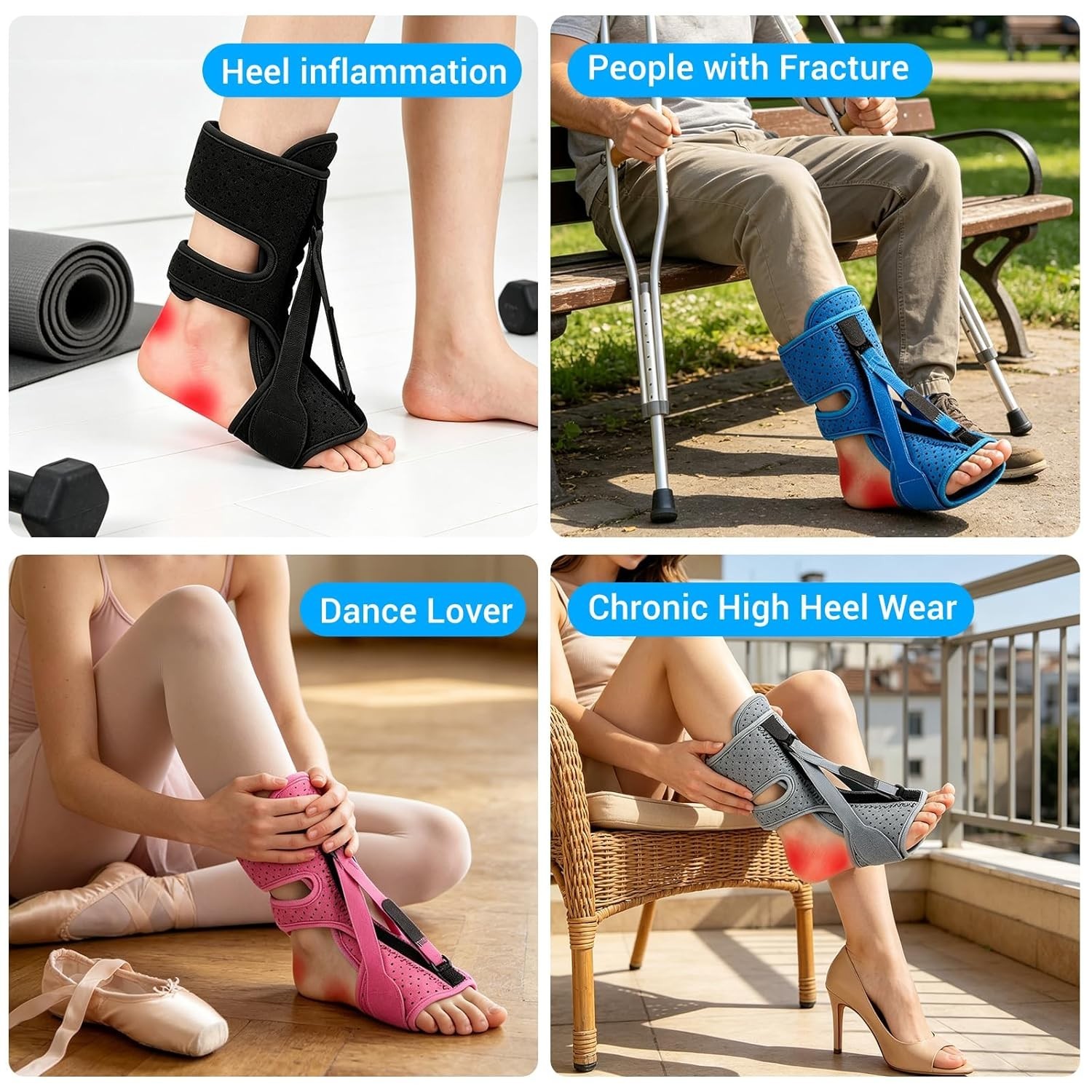 Plantar Fasciitis Night Support Brace, Three Adjustable Straps, Relieves Plantar
