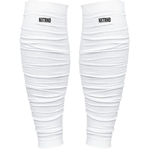 Nxtrnd Football Leg Sleeves, Calf Sleeves for Men & Boys, Sold as a Pair (White)