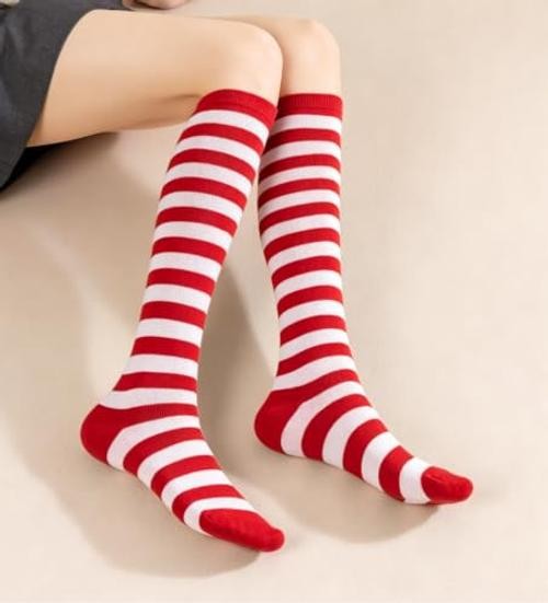Knee High Socks for Women Men Bright Red