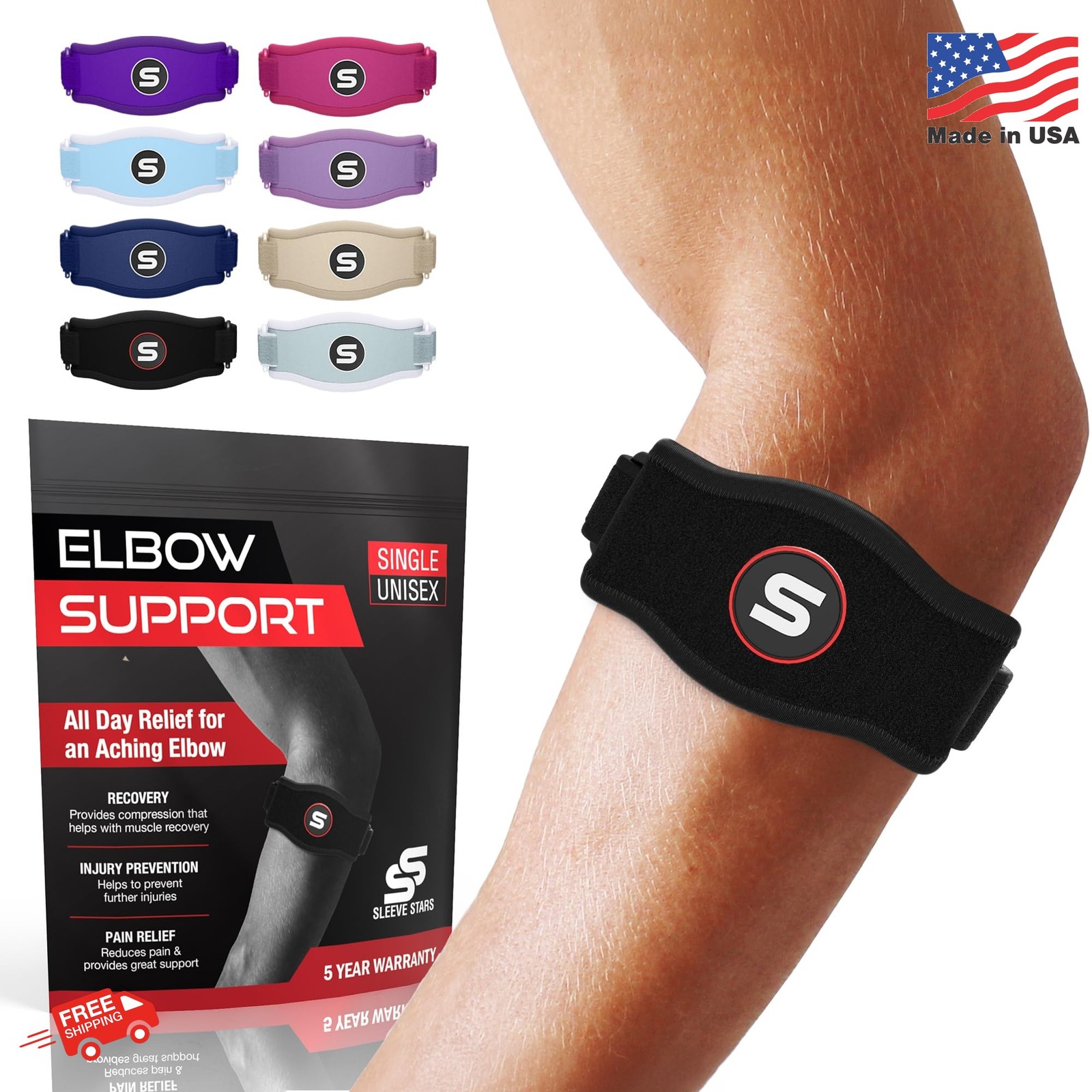 Sleeve Stars Tennis Elbow Brace for Men & Women, Elbow Brace for Tendonitis, Ten