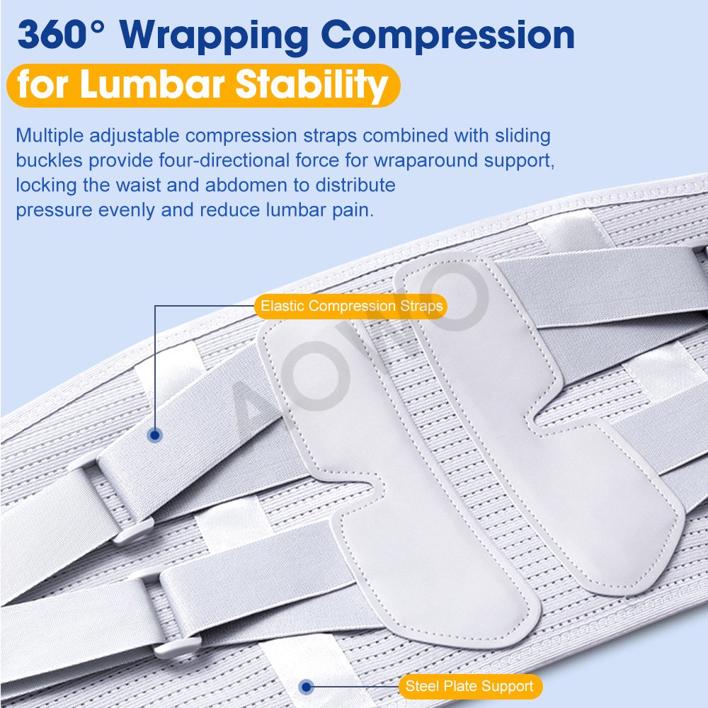 Medical-Grade Lumbar Support Belt for Back Pain Relief with Steel Plates、M-XXL