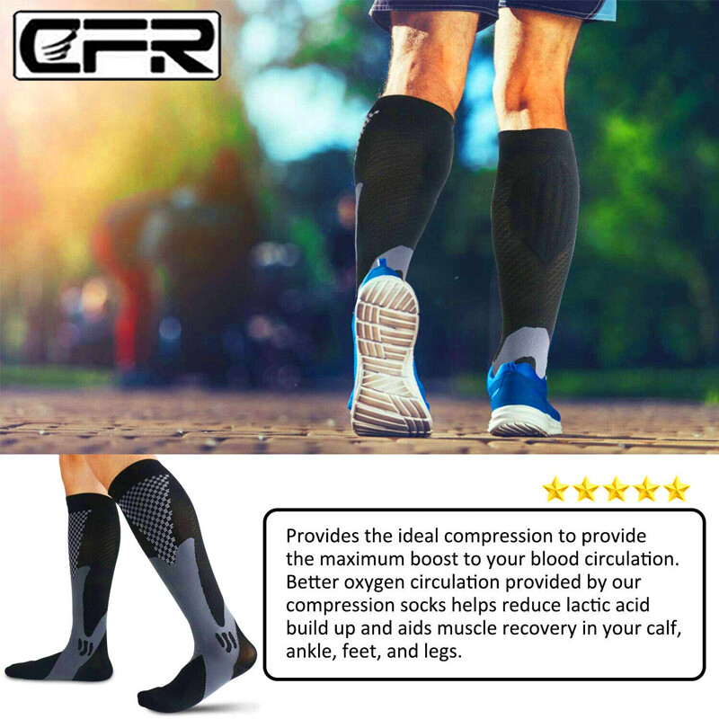 1 Pair Compression Socks Calf Sleeve Leg Support Brace 20-30mmHg For Men Women